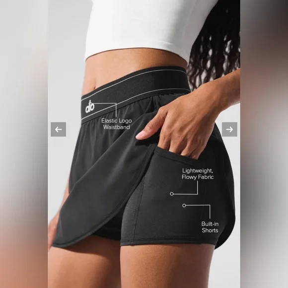 NWT ALO Yoga Black Match Point Tennis Skirt, XS - Picture 5 of 8